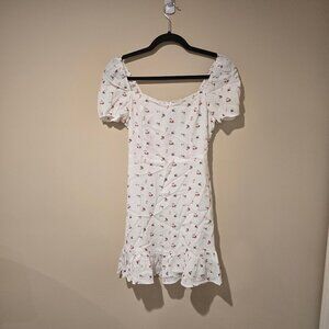 Melloday XS White Frilly Floral Dress NWT